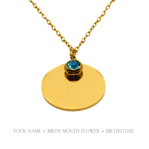 Birth Flower and Birthstone Necklace