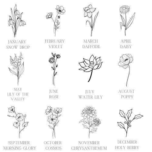 Birth Flower and Birthstone Necklace