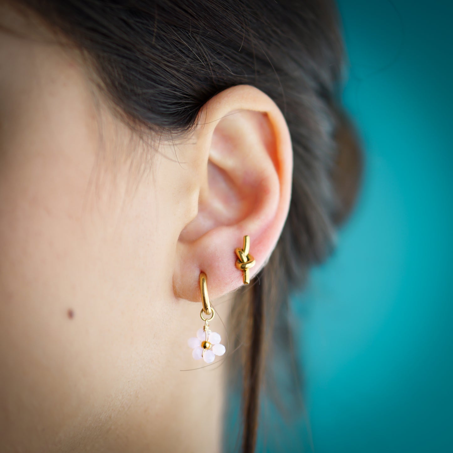 Cute Pink Daisies Hoops Earrings