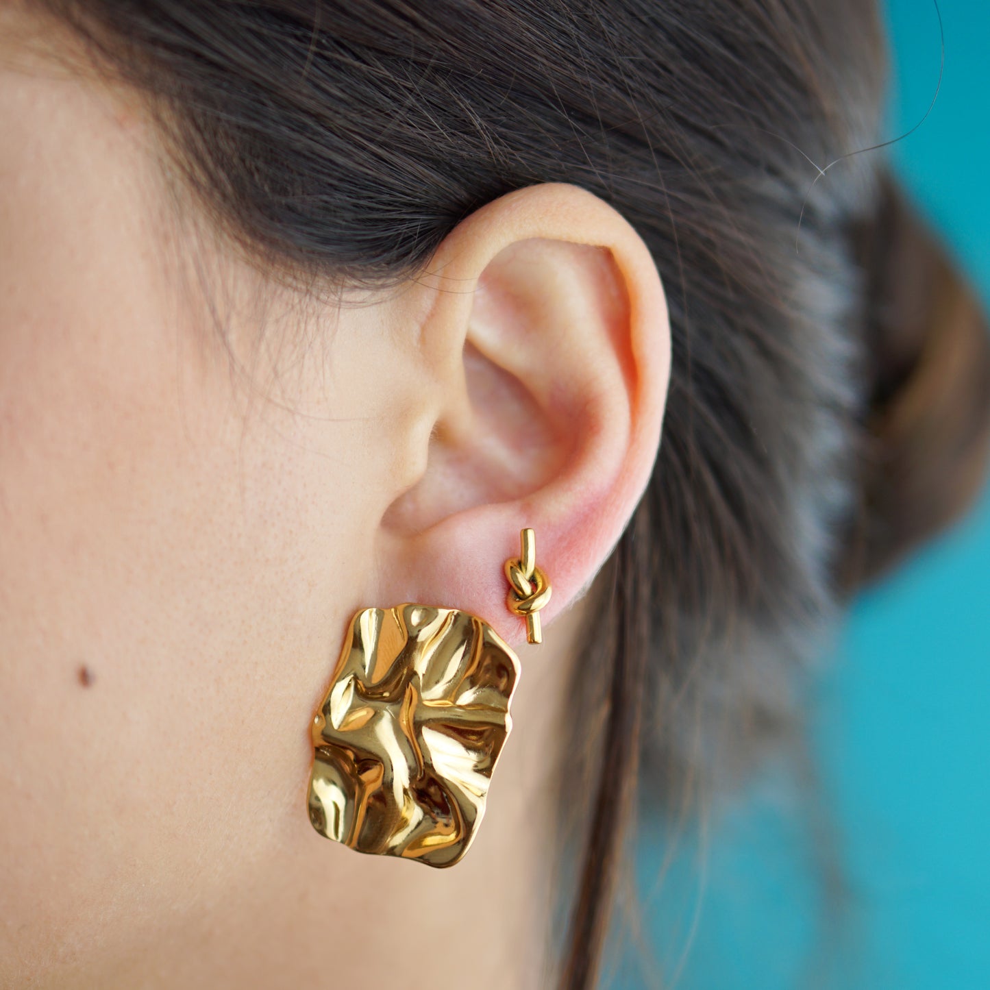 Golden Textured Earring