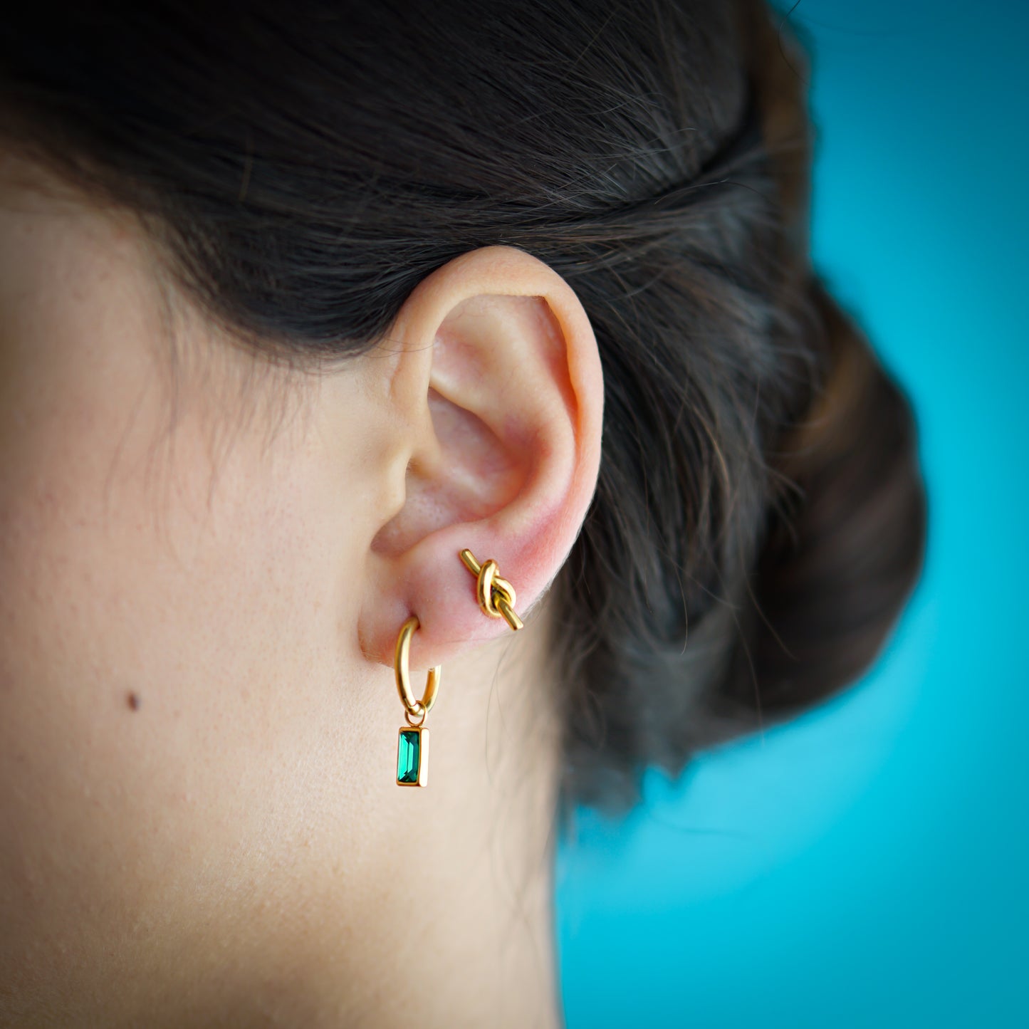Elegant Green Hoops Earring