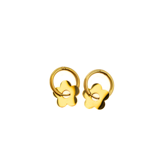 Golden Flower Hoop Earring