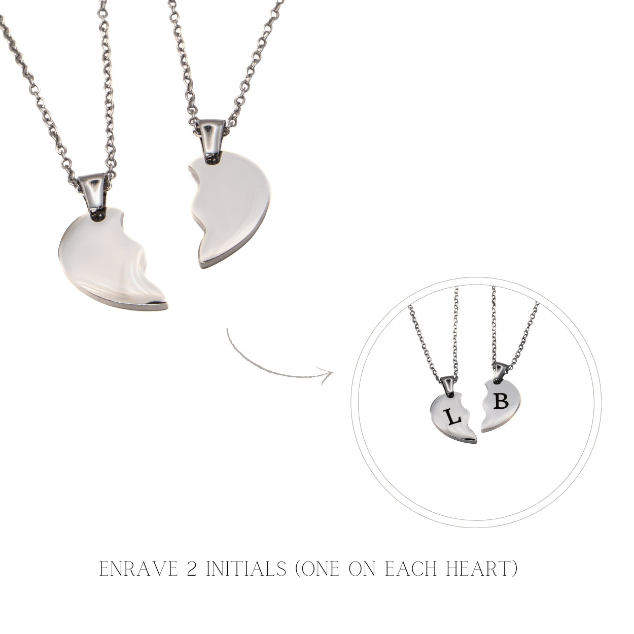 Necklace Half Heart Initials