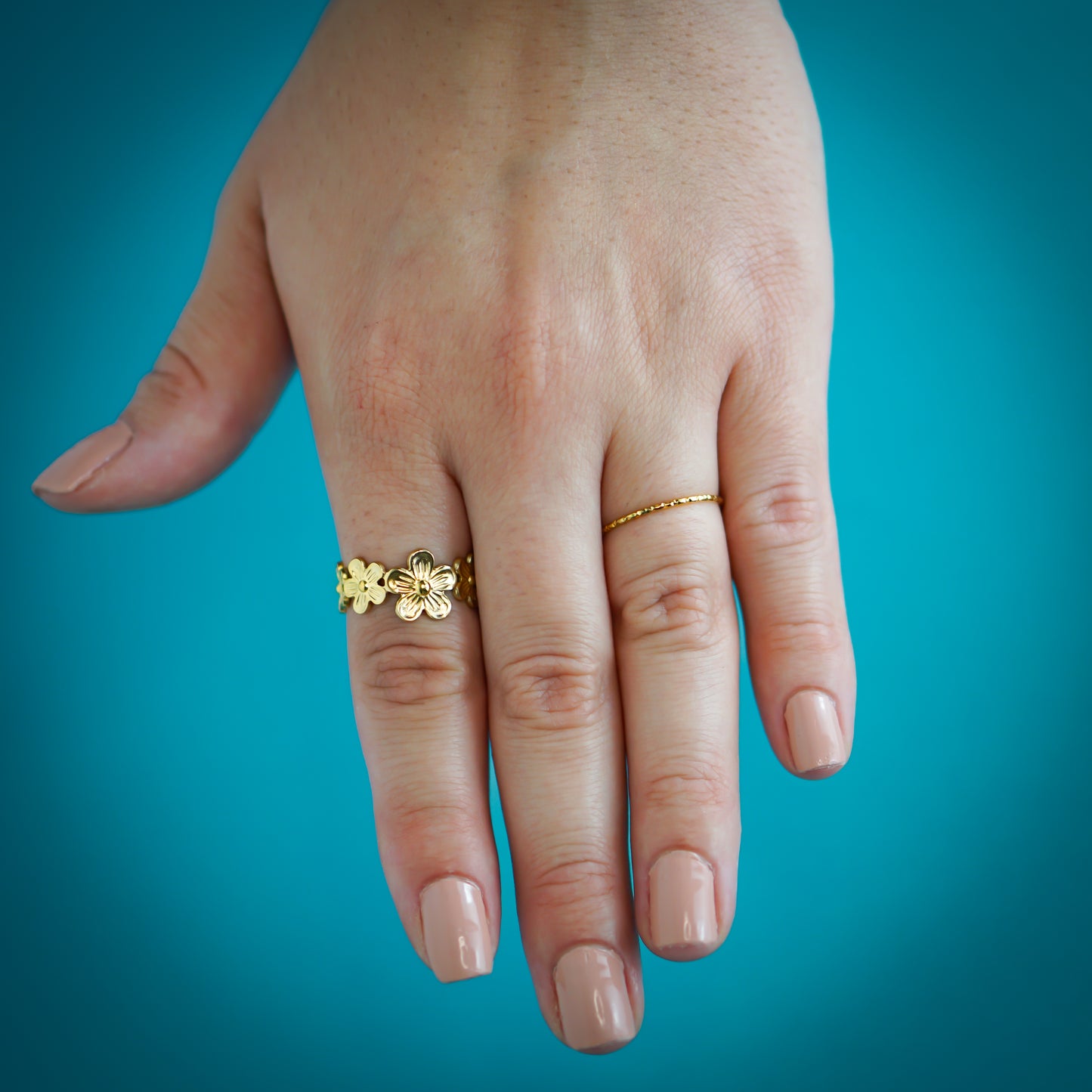 Golden Flowers Ring
