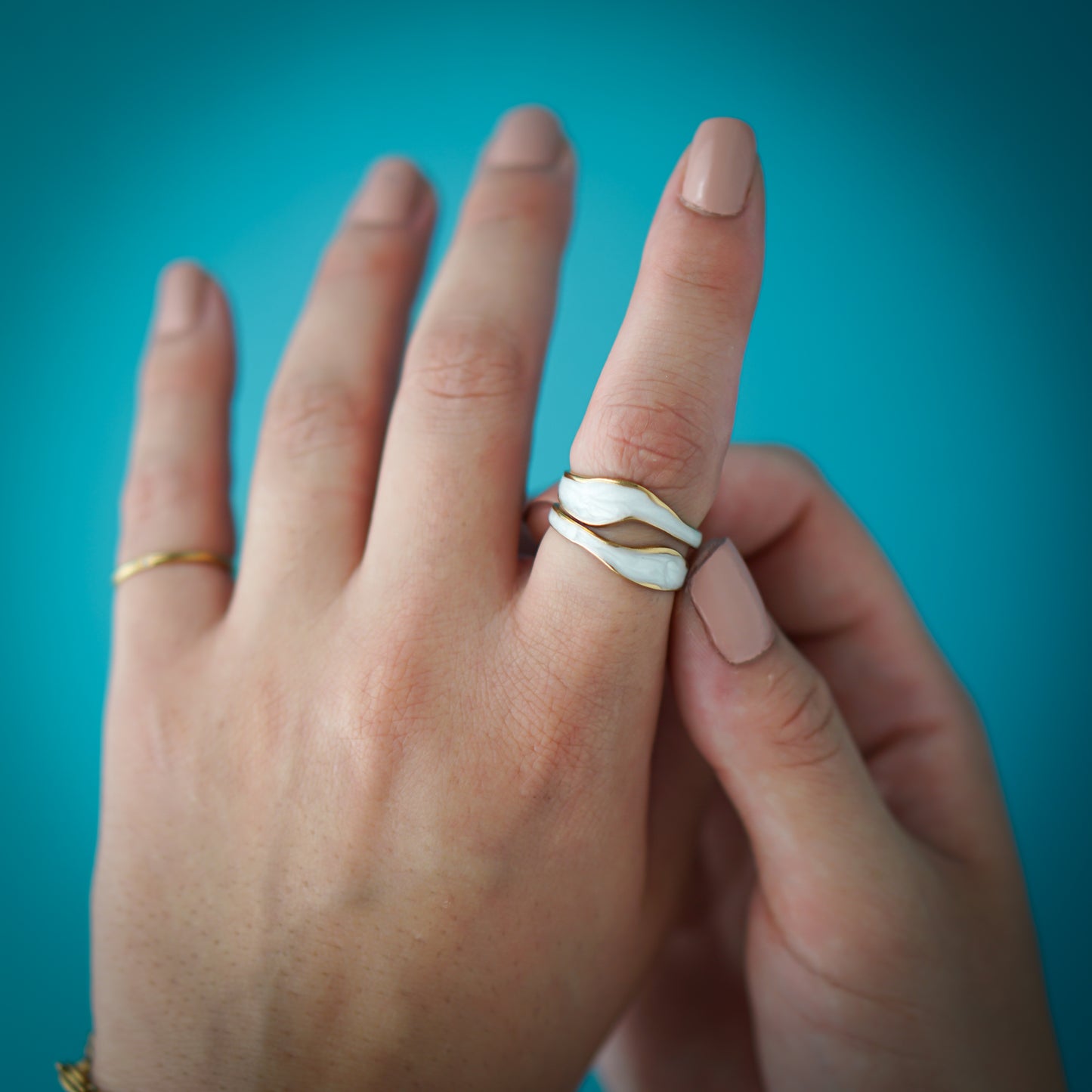 Unique White Resin Ring