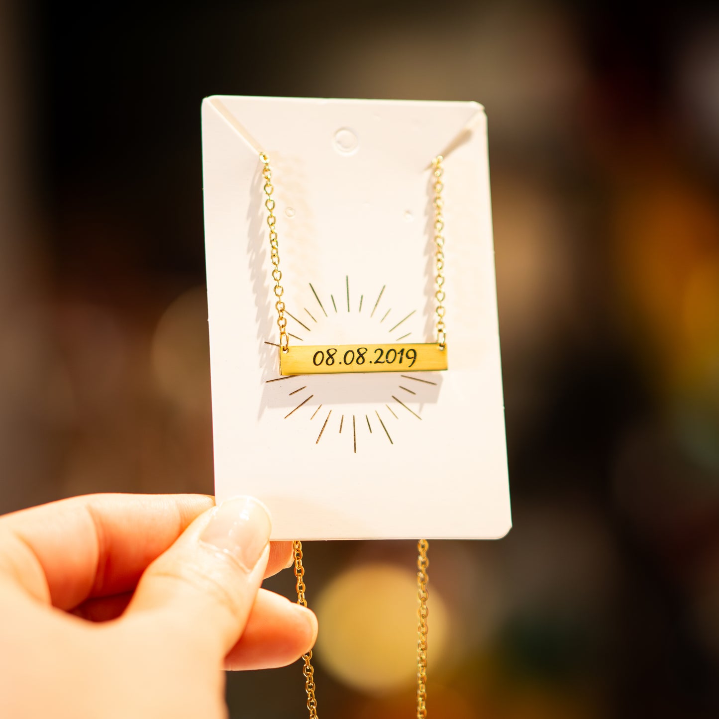 Name and Date Bar Necklace