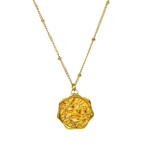 Golden Flower Stamp Necklace