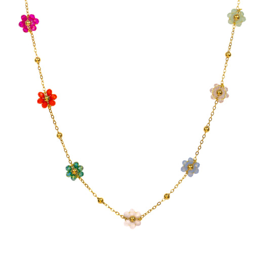 Elegant Rainbow Daisies Necklace