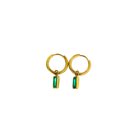 Elegant Green Hoops Earring