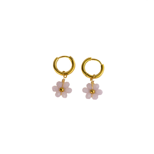 Cute Pink Daisies Hoops Earrings