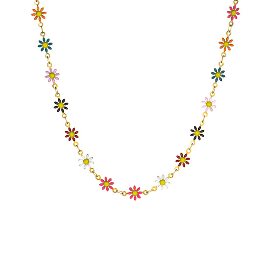 Rainbow Daisies Classic Necklace