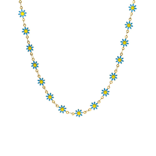 Blue Daisies Classic Necklace