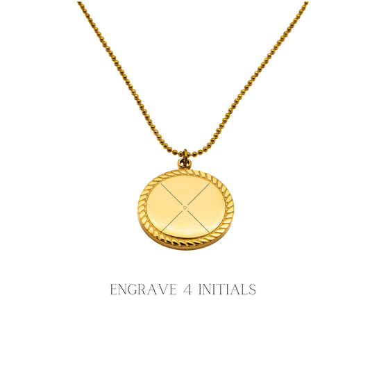 Engravable Necklace Initials Compass